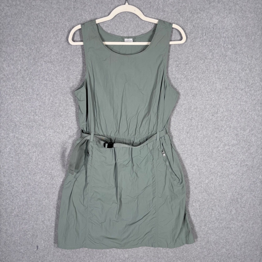 Avia Utility Dress Medium Sage Belted Zip Pockets Nylon GORP Hiking Outdoors